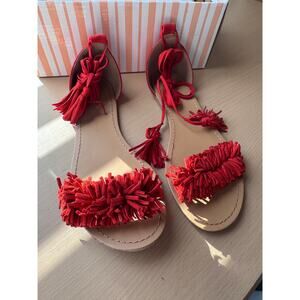 Red Fringe Clover Sandal, Size 6.5 - New in Box